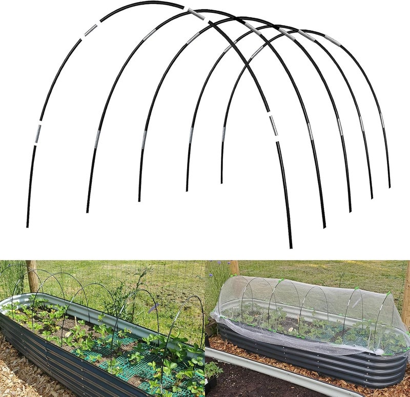 Hdeoops Greenhouse Hoops Grow Tunnel, 5 Sets of 7FT Garden Hoops for Raised Beds, Rust-Proof Fiberglass Frame for Garden Netting, Greenhouse Kit, Plant Shade Cloth, Plant Row Cover, 25 pcs - Image 1
